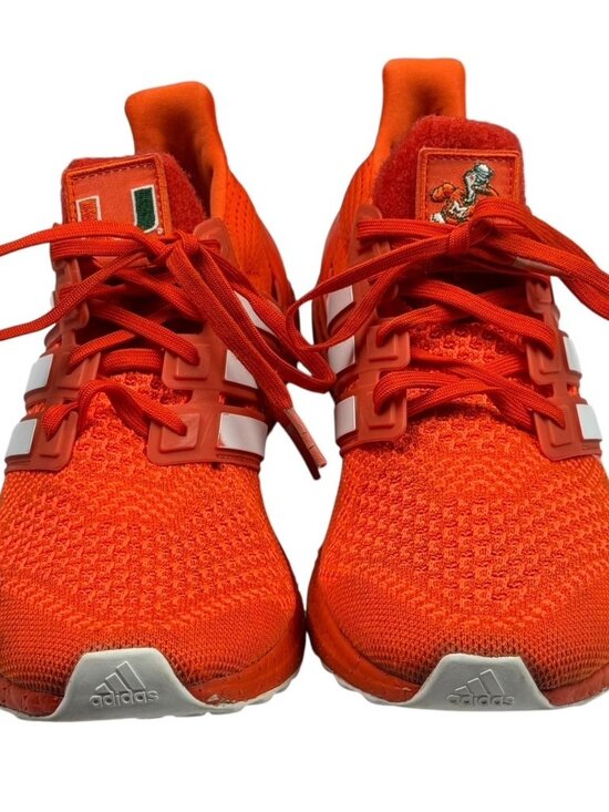RARE Miami Hurricanes x Adidas Ultra Boost Sneakers Orange Men\'s Size 8.5 42 EU main image 12